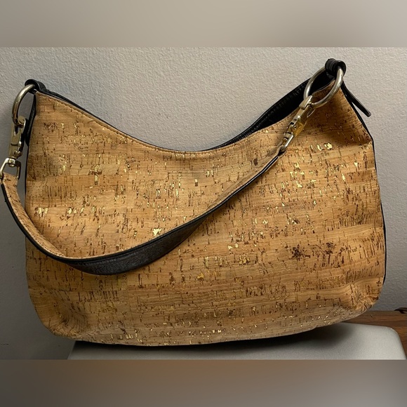 Andre Oliver Handbags - Neutral Cork Hobo Bag with Gold Fleck Accent